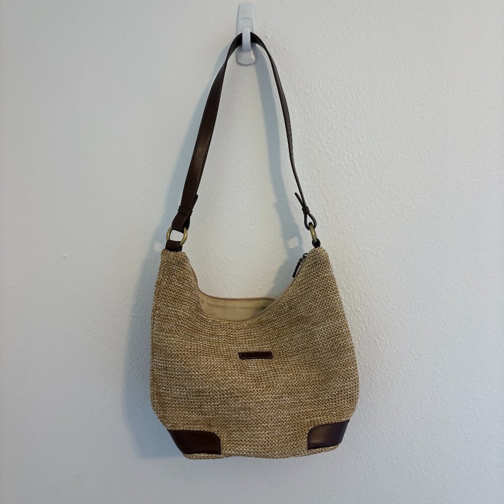 Cherokee Straw & Faux Leather Shoulder Bag | Roomy Tote